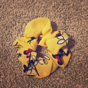 Yellow with flower print scrunchie